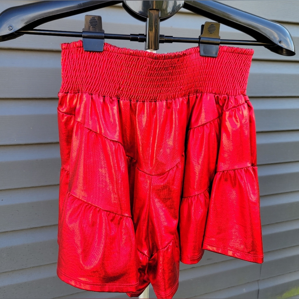 Red Metallic Shorts - Picture 3 of 3